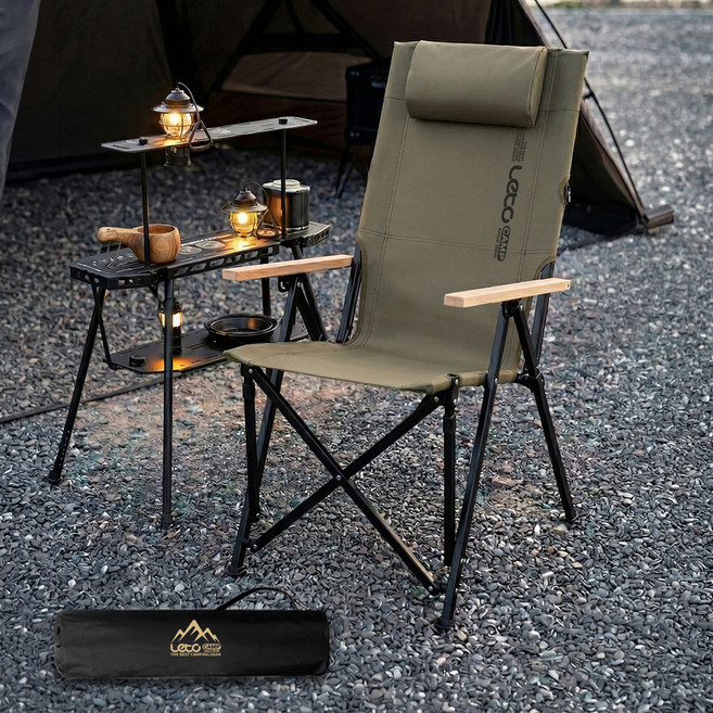 레토 각도조절 릴렉스 접이식 롱 캠핑의자, 카키, 1개