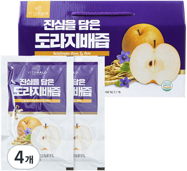 비타할로 진심을 담은 도라지배즙, 2.4L, 4개