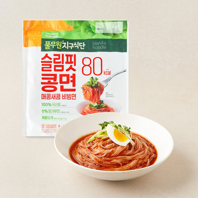 풀무원 지구식단 슬림핏 콩면 매콤새콤 비빔면 4인, 840g, 1개