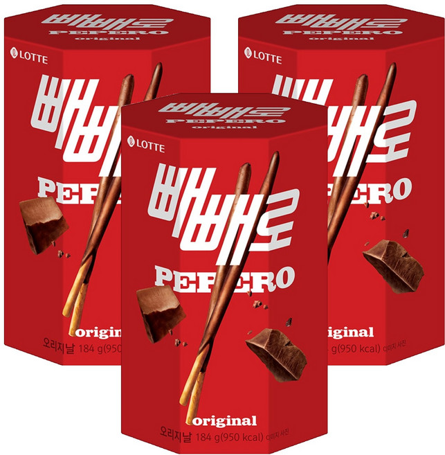 빼빼로 오리지날, 184g, 3개