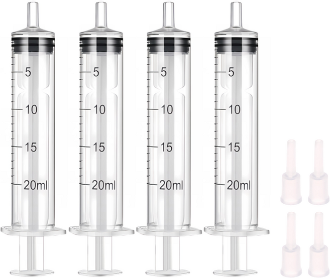 다온셀렉트 무한잉크 충전 석션팁 포함 석션주사기 20ml, 혼합색상, 4개
