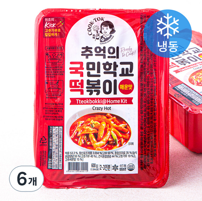 추억의국민학교떡볶이 매운맛 (냉동), 600g, 6개
