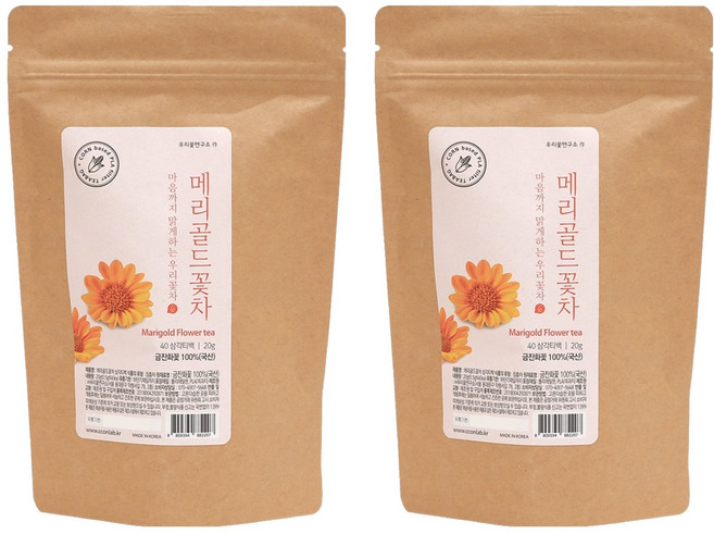 우리꽃연구소 메리골드꽃차 삼각티백, 500mg, 2개, 40개입