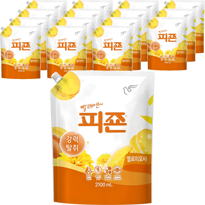 피죤 레귤러 섬유유연제 옐로미모사 리필, 2.1L, 16개