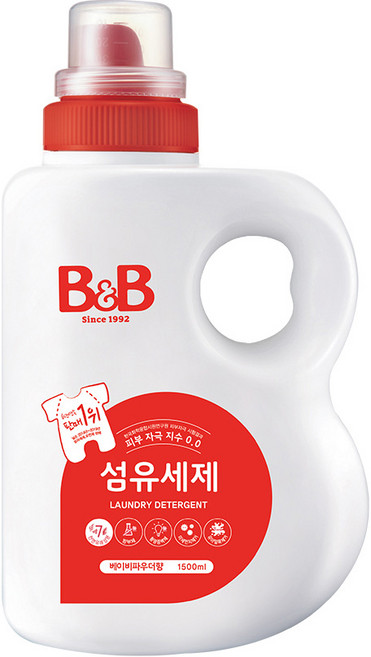 B&B 嬰幼兒衣物洗衣精 嬰兒爽身粉香, 1.5L, 1入, 1瓶