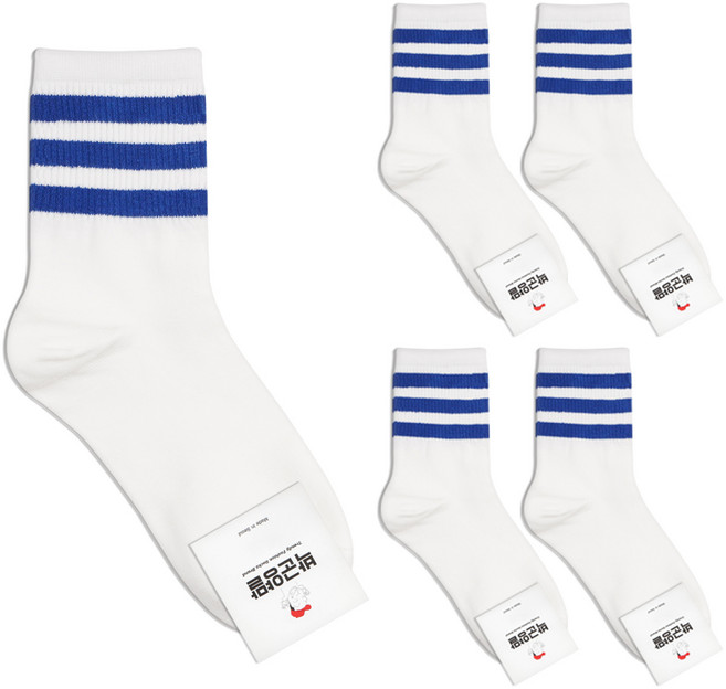 박군 여성용 삼선링글 양말 5족 세트