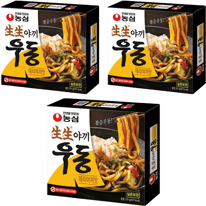 생생우동 생생야끼우동 데리야끼맛, 251g, 3개
