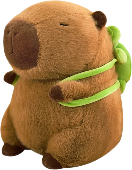 水豚君 娃娃 卡皮巴拉 水豚 動物抱枕娃娃, 烏龜背包款