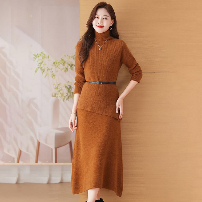 포플러앤씨 여성용 헬렌 폴라 니트 투피스 세트 P24WTPS101422