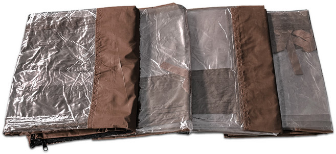 윈에어 투명 바람막이 캐노피 천막 지퍼형 + 일반형 3p 세트, 브라운