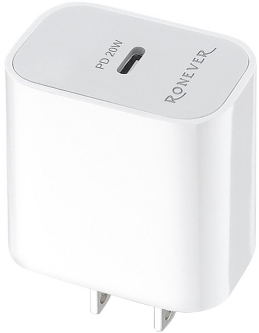 RONEVER 20W 1 Port 2-in-1 Cable PD電源供應器組 充電器 PD Fast Charging Nylon Braided 白色