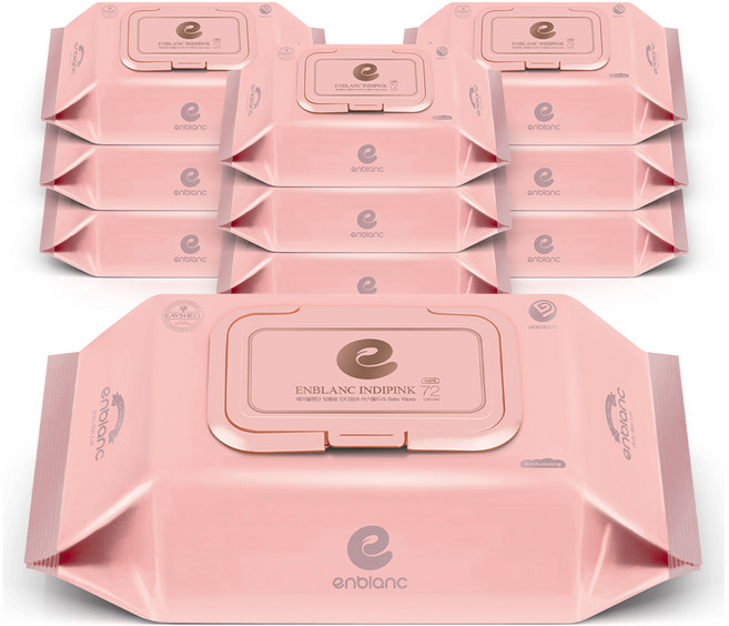 앙블랑 세이프 인디핑크 아기 물티슈 캡형, 63g, 72매, 10개
