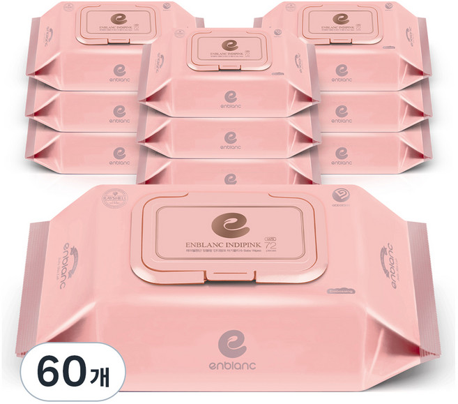 앙블랑 세이프 인디핑크 아기 물티슈 캡형, 63g, 72매, 60개