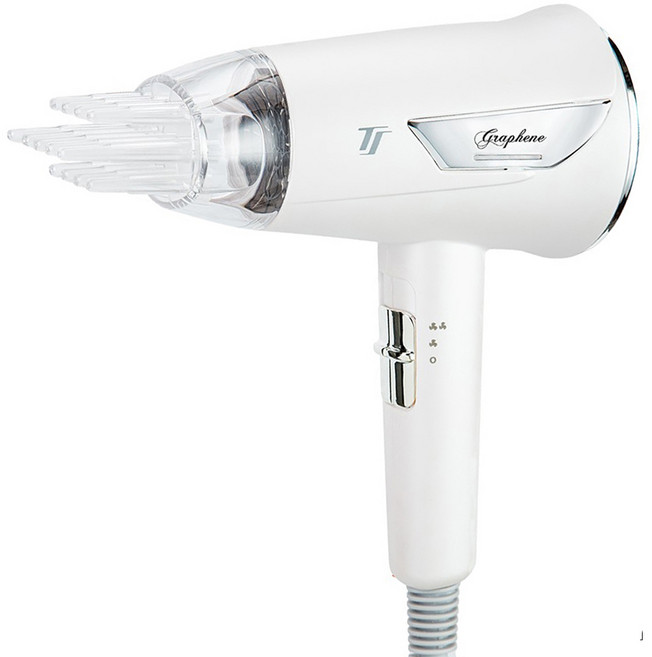 達新牌 石墨烯遠紅外線水潤負離子吹風機 8000萬負離子/cm3 附三款專業造型用配件, TS-6868, 白色