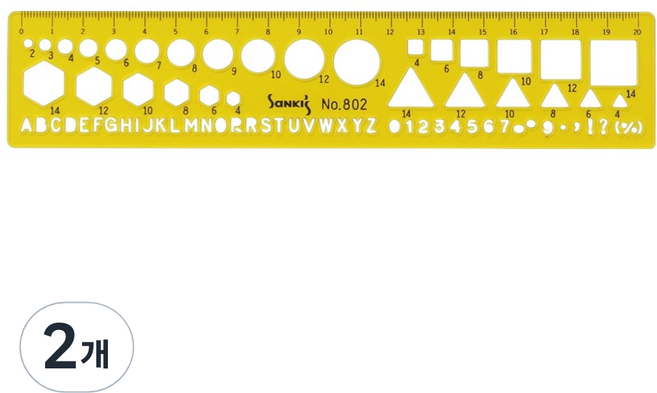 산키스 템플레이트 공정도 기호 정규 템플릿 제도 모형자 210x 45 mm NO.802, 2개