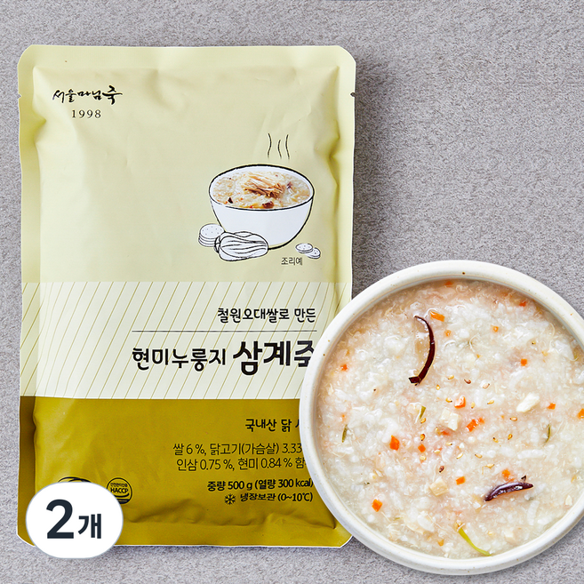 서울마님죽 현미누룽지삼계죽 (냉장), 500g, 2개