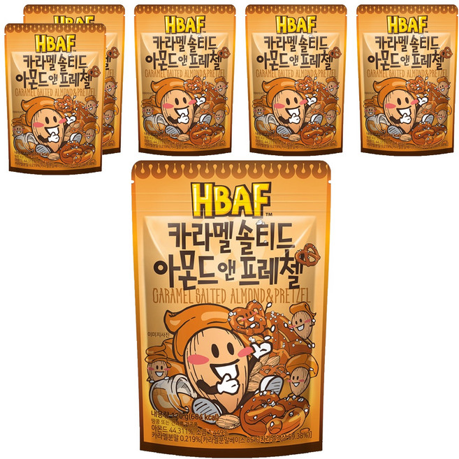 바프 카라멜 솔티드 아몬드 앤 프레첼, 120g, 6개