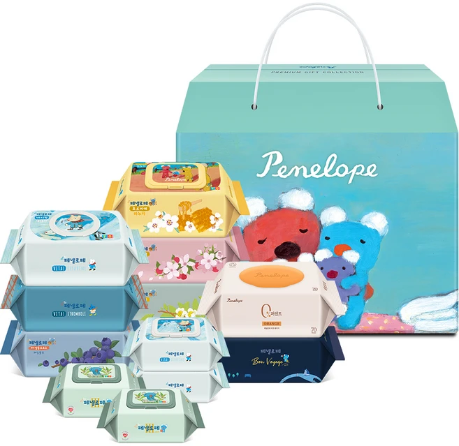 페넬로페 기프트 컬렉션 프리미엄 저자극 아기물티슈 12p 세트, 1세트 - 쿠팡