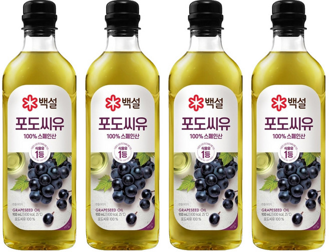 백설 포도씨유, 900ml, 4개