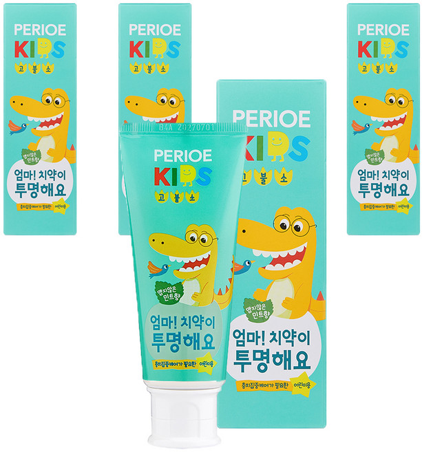 페리오 키즈 엄마 치약이 투명해요 1450 치약, 80g, 4개