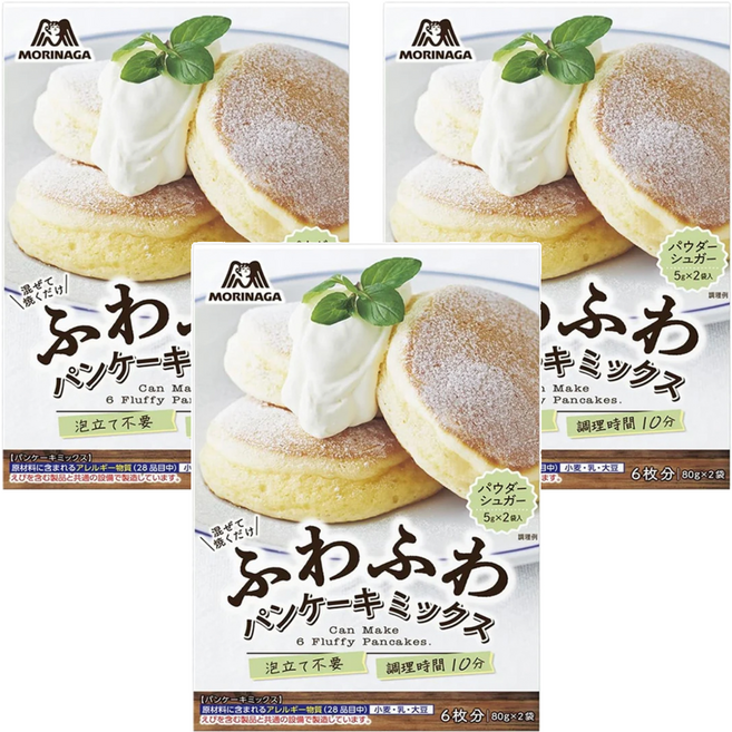 MORINAGA 森永 舒芙蕾鬆餅粉 160g + 糖粉 10g, 170g, 3盒