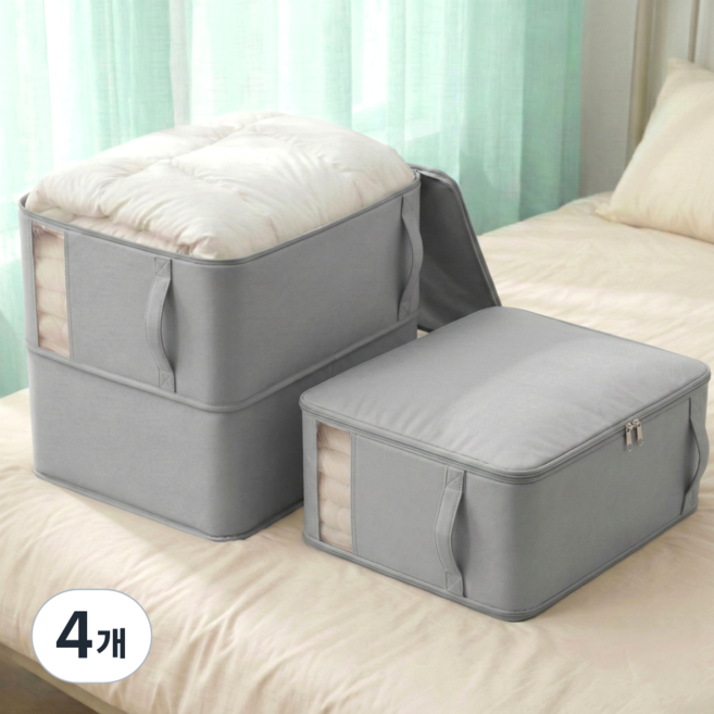 리빙스냅 이불 압축 파우치 특대형, 그레이, 4개