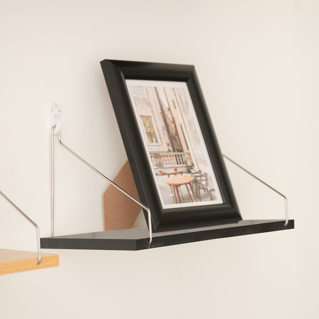 리빙공감 인테리어 우드 벽걸이 선반, 블랙, 1단