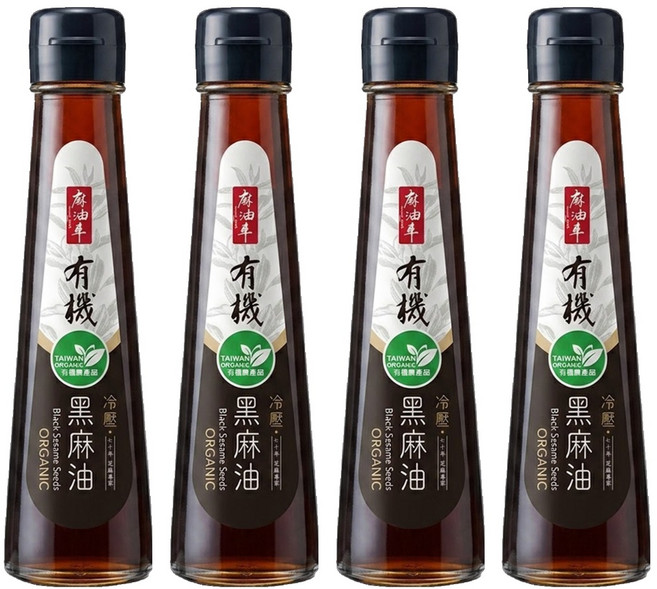 麻油車 冷壓有機黑麻油, 135ml, 4瓶
