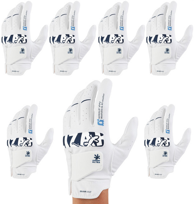 땀골프 남성용 리자드그립 울트라 골프장갑 왼손용, 화이트, 6개