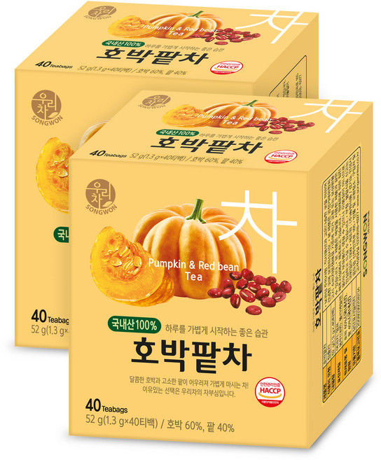 우리차 호박팥차, 1.3g, 40개입, 2개