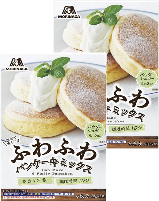MORINAGA 森永 舒芙蕾鬆餅粉 160g + 糖粉 10g, 170g, 2盒