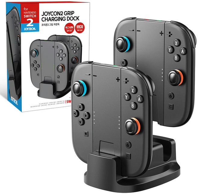 조이트론 닌텐도 스위치2 조이콘2 그립 차징독 LED 충전기 거치대 스탠드, 블랙, 1개, SW2-CHARGER04