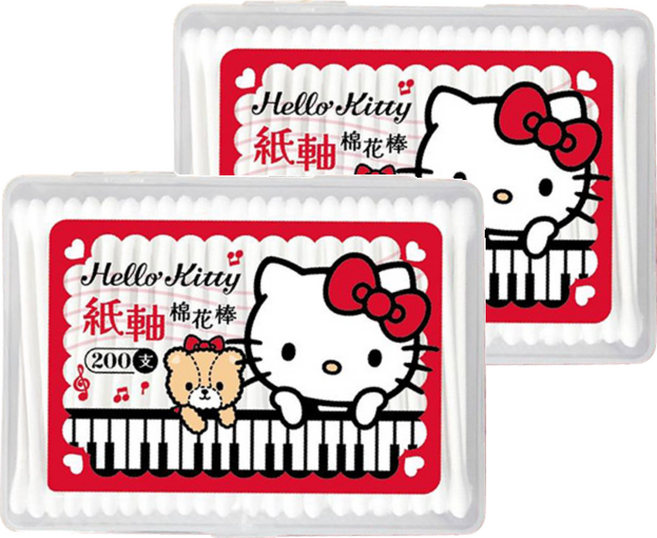 Hello Kitty 凱蒂貓 紙軸棉花棒, 200支, 2盒