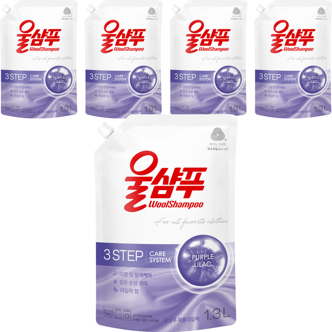 울샴푸 퍼플라일락 리필, 1.3L, 5개