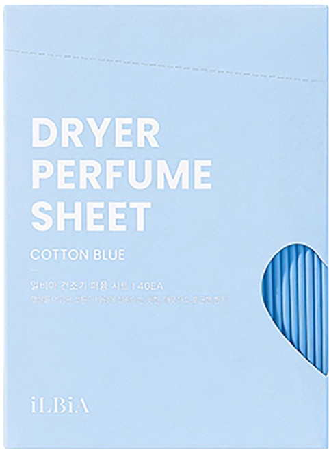 일비아 일반용 건조기 퍼퓸 시트 섬유유연제 코튼 블루 본품, 40개입, 1개