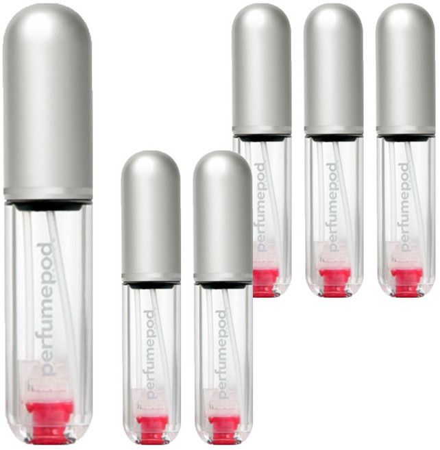 트라발로 퍼퓸팟 퓨어 펌핑식 충전 휴대용 향수공병 5ml, 실버, 6개