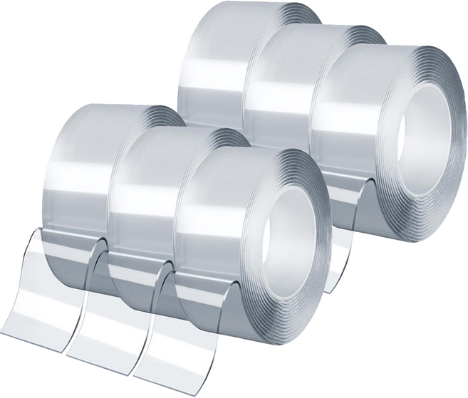 엔더 초강력 아크릴 폼 나노 실리콘 클리어 겔 양면 테이프 30mm x 5m, 투명, 6개