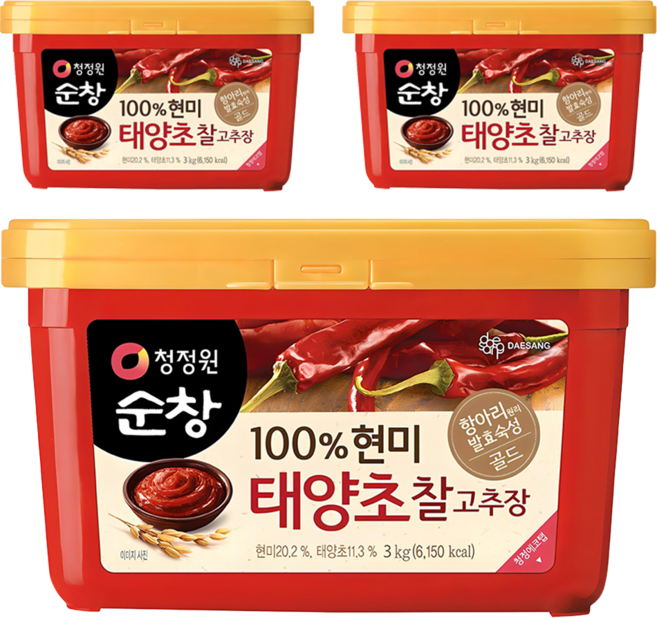 청정원순창 현미 태양초 찰고추장, 3kg, 3개