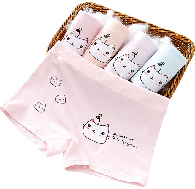 아이뿜 여아용 마이 러블리 캣 학생 드로즈 사각 팬티 5종 세트 C09