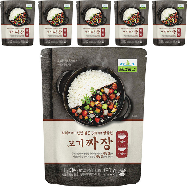 칠갑농산 고기짜장, 6개, 180g