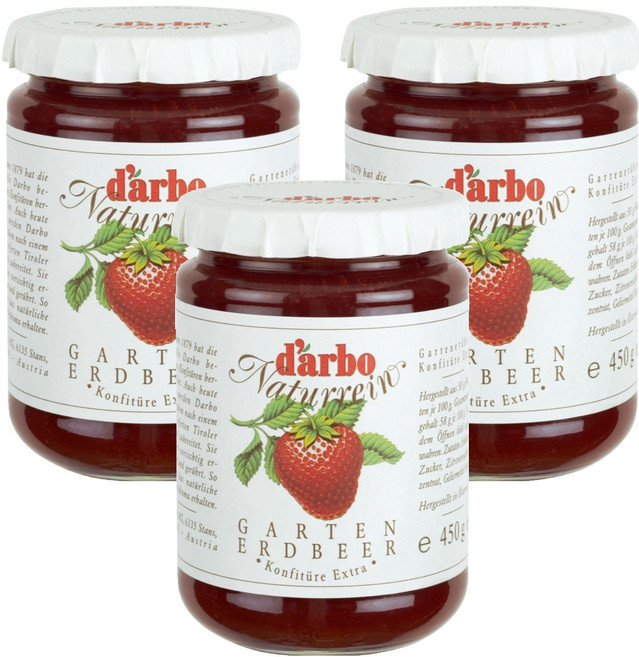 d'arbo 德寶 奧地利高品質果醬 草莓, 450g, 3罐