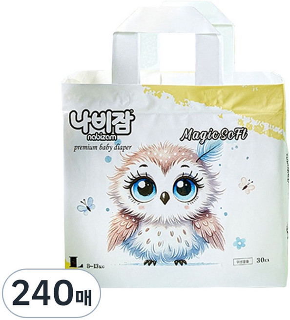 나비잠 매직소프트 팬티형 기저귀 아동공용, 대형(L), 240매
