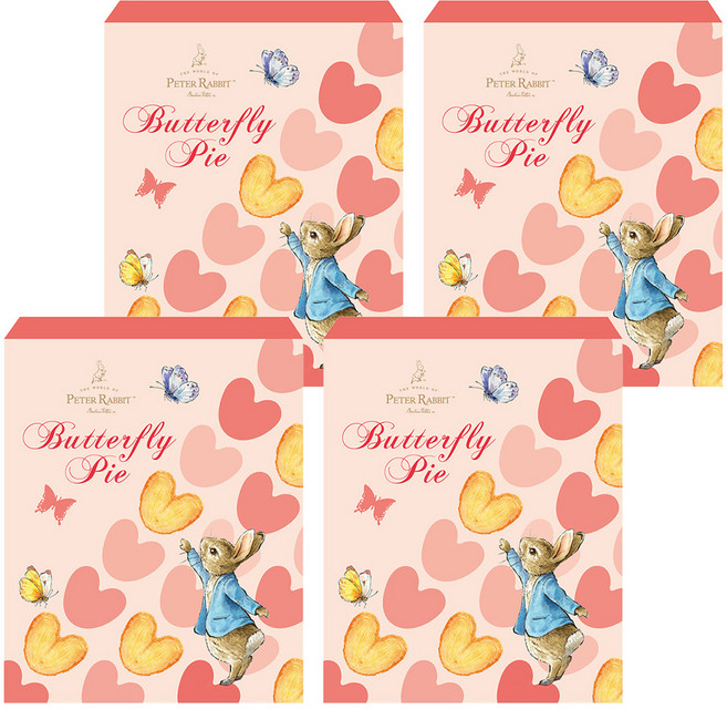 PETER RABBIT 比得兔 蝴蝶派 傳統法式酥皮點心 葡萄乾蔓越莓口味, 152g, 4盒