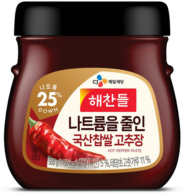 해찬들 나트륨을줄인 국산찹쌀 고추장, 500g, 1개