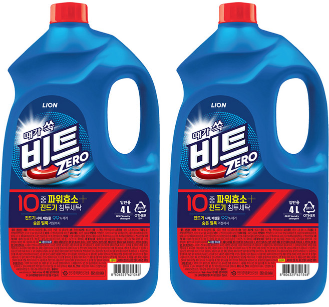 비트 제로 액상세제 일반용 본품, 2개, 4L
