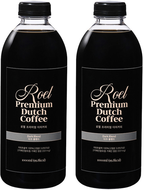 로엘 더치커피 콜드브루 원액 다크 블렌드, 1L, 1개입, 2개