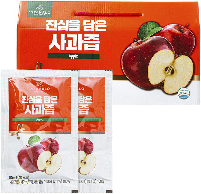 비타할로 진심을 담은 사과즙, 2.4L, 1개