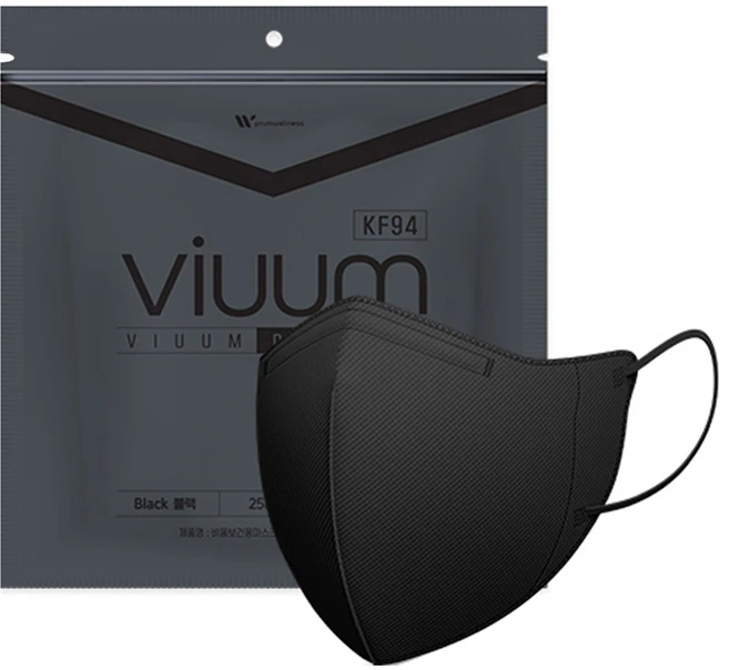 viuum 푸름웰니스 디럭스 컬러마스크 중형 성인용 KF94, 25개입, 1개, 블랙 - 쿠팡