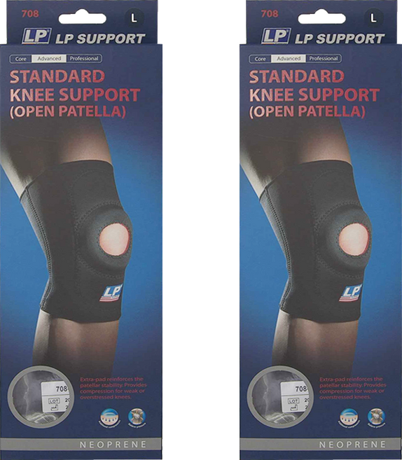 LP SUPPORT 標準型防護式膝護套, 2個, 黑色