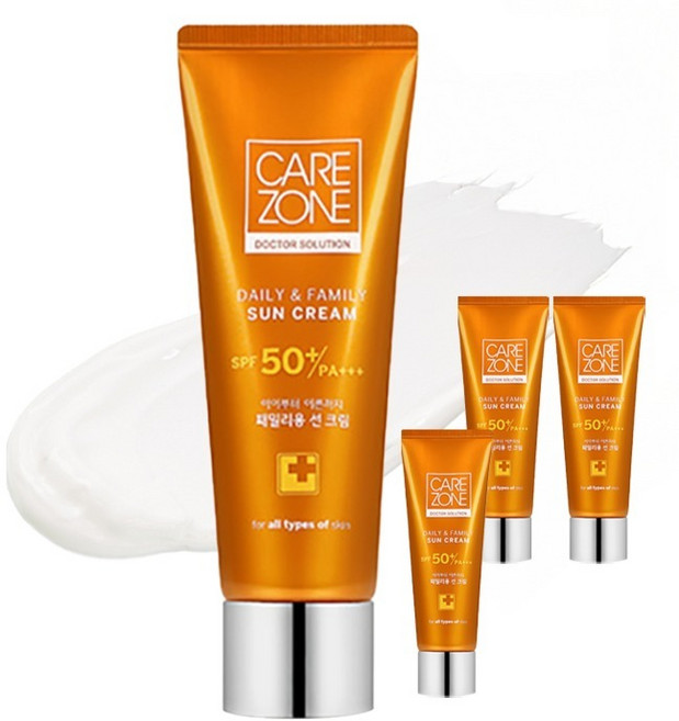케어존 데일리 앤 패밀리 선 케어 크림 SPF50+ PA+++, 80ml, 4개